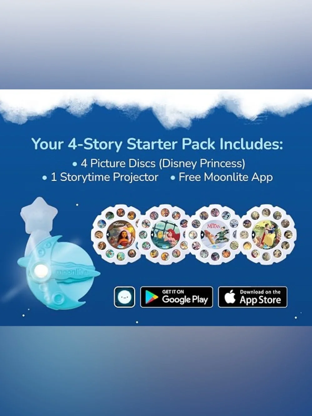 Disney Princess Moonlite StoryTime Book Set with Projector
